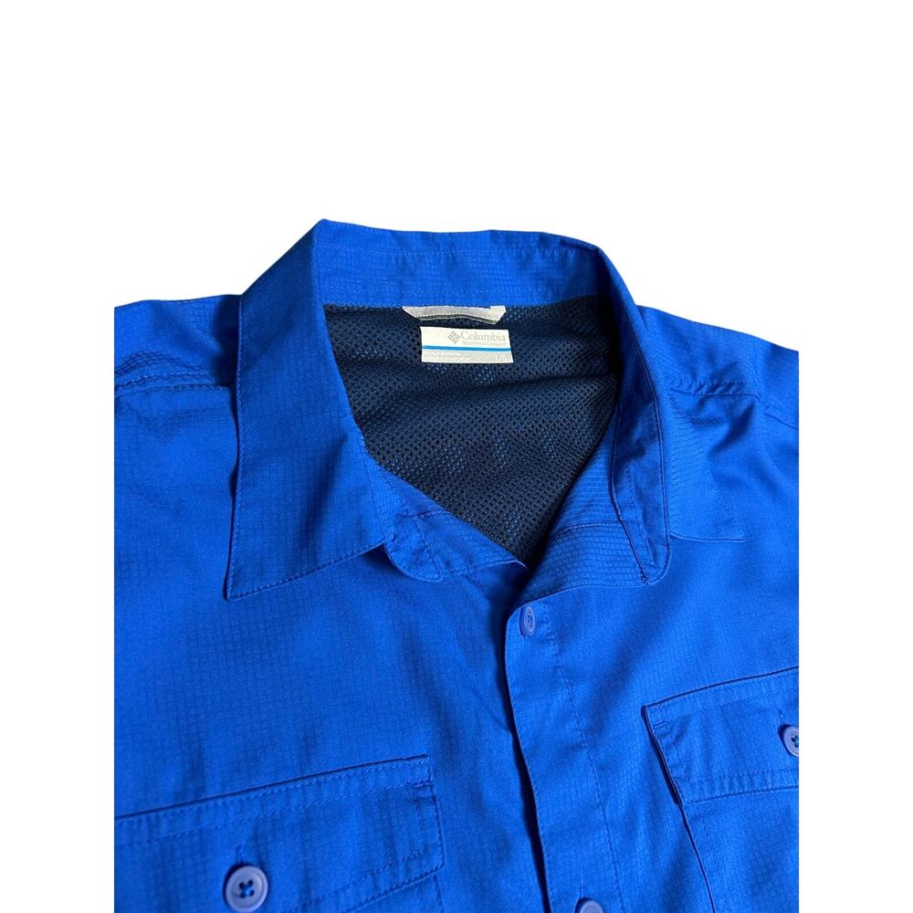 Columbia Shirt Mens Large Blue Fly Fishing Long Sleeve Outdoors Camping Omni
